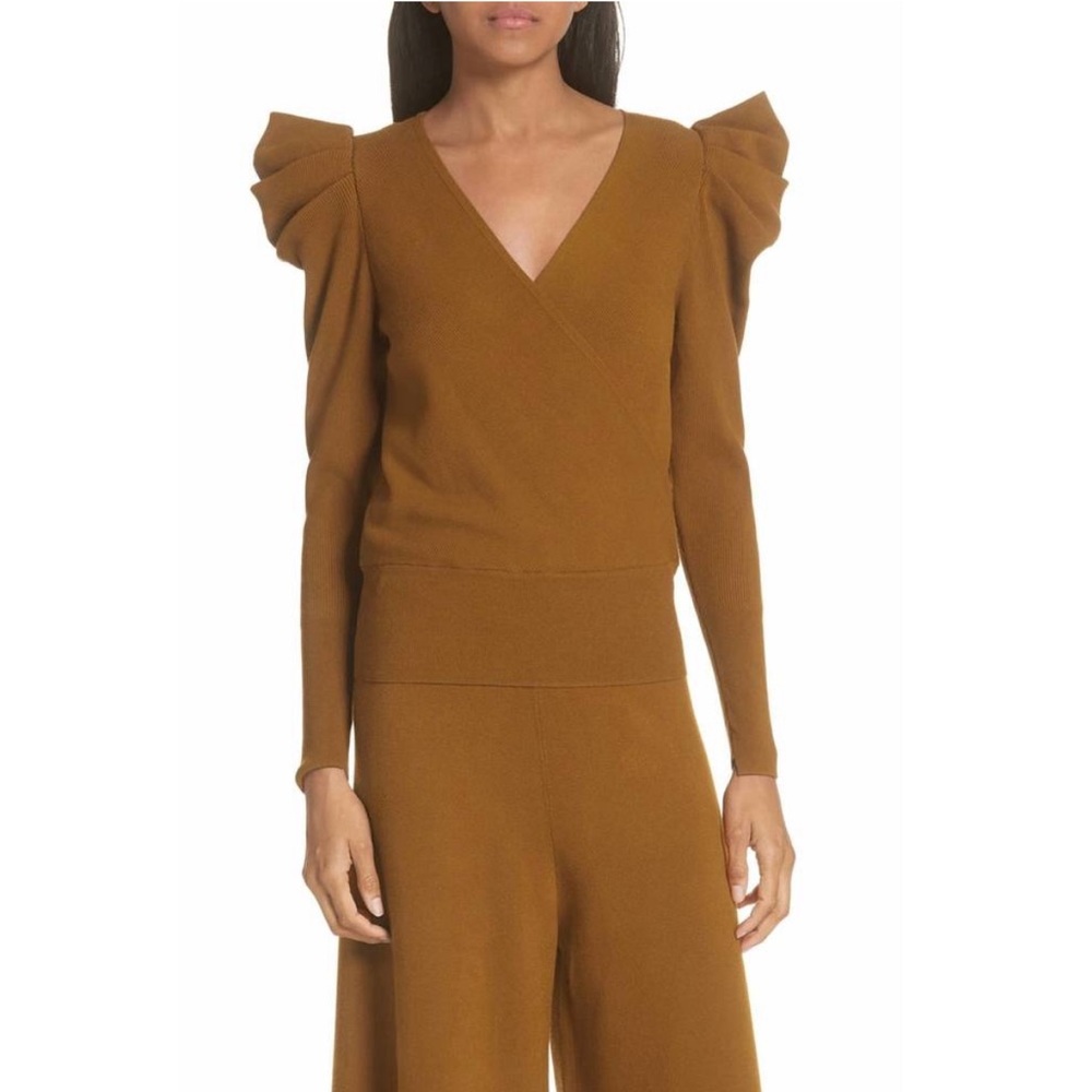 A.L.C ALC brown mustard knit Karina Sweater